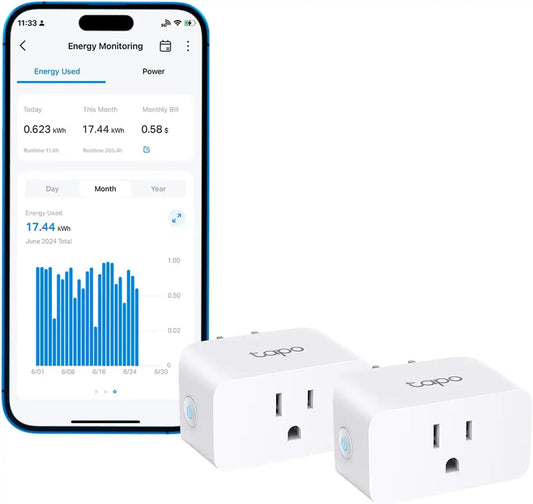 Tapo Smart Plug Wi-Fi, Energy Monitoring, P115(2-Pack), 15A