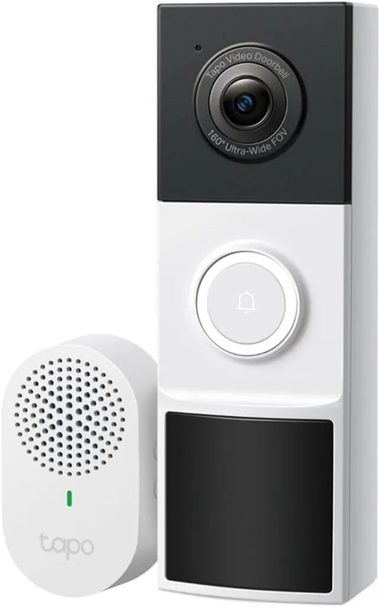 Tapo 2K Wireless Smart Video Doorbell w/Chime, 160° Ultra-Wide View, D210