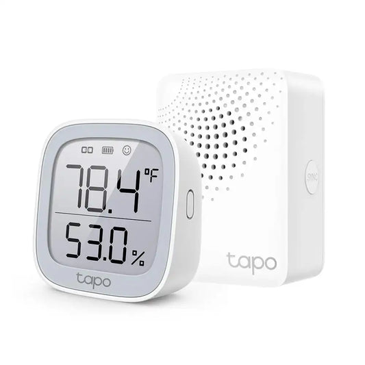 TP-Link Tapo Temperature and Humidity Sensor Kit: Temperature Sensor T315 + Hub Tapo H100 (2.7" E-Ink Display, Swiss-Made Sensor | Long-Lasting Performance | Real-Time Notification)