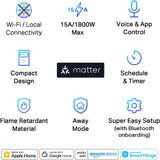TP-Link Tapo Matter Supported Smart Plug Mini, Compact Design, 15A/1800W Max, Super Easy Setup, Works with Apple Home, Alexa & Google Home, UL Certified, 2.4G Wi-Fi Only, White, Tapo P125M(3-Pack)