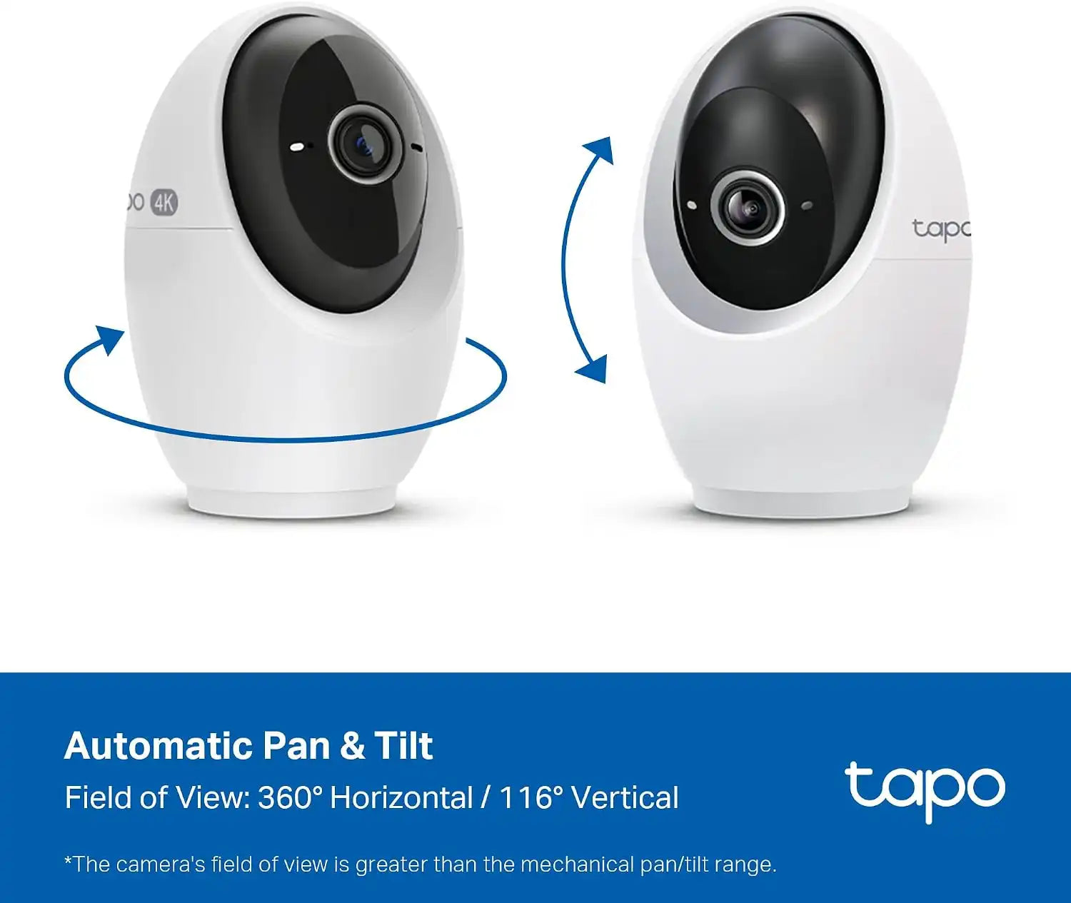 Tapo 4K Indoor Pan/Tilt Wired Security Camera, Baby Monitor, C260