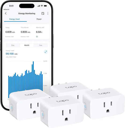 Tapo Smart Plug, Matter Compatible, Energy Monitoring, P110M(4-Pack), 15A