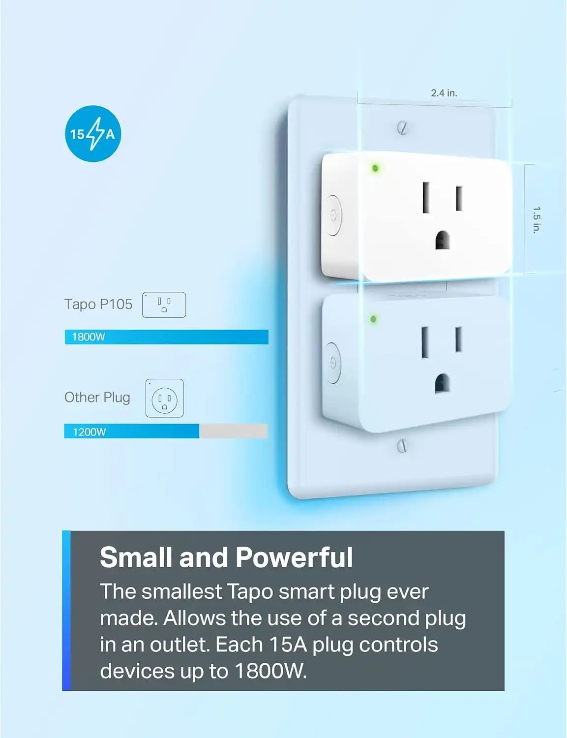 Tapo Smart Plug Mini 15A, Smart Wi-Fi Plug, P105(4-Pack)