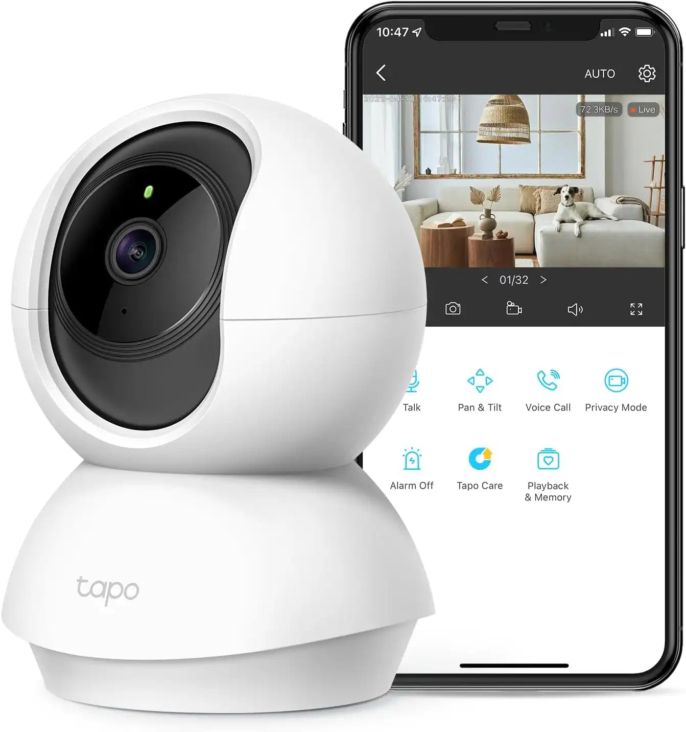 Tapo 2K Pan Tilt Security Camera for Baby Monitor, Dog Camera, C210