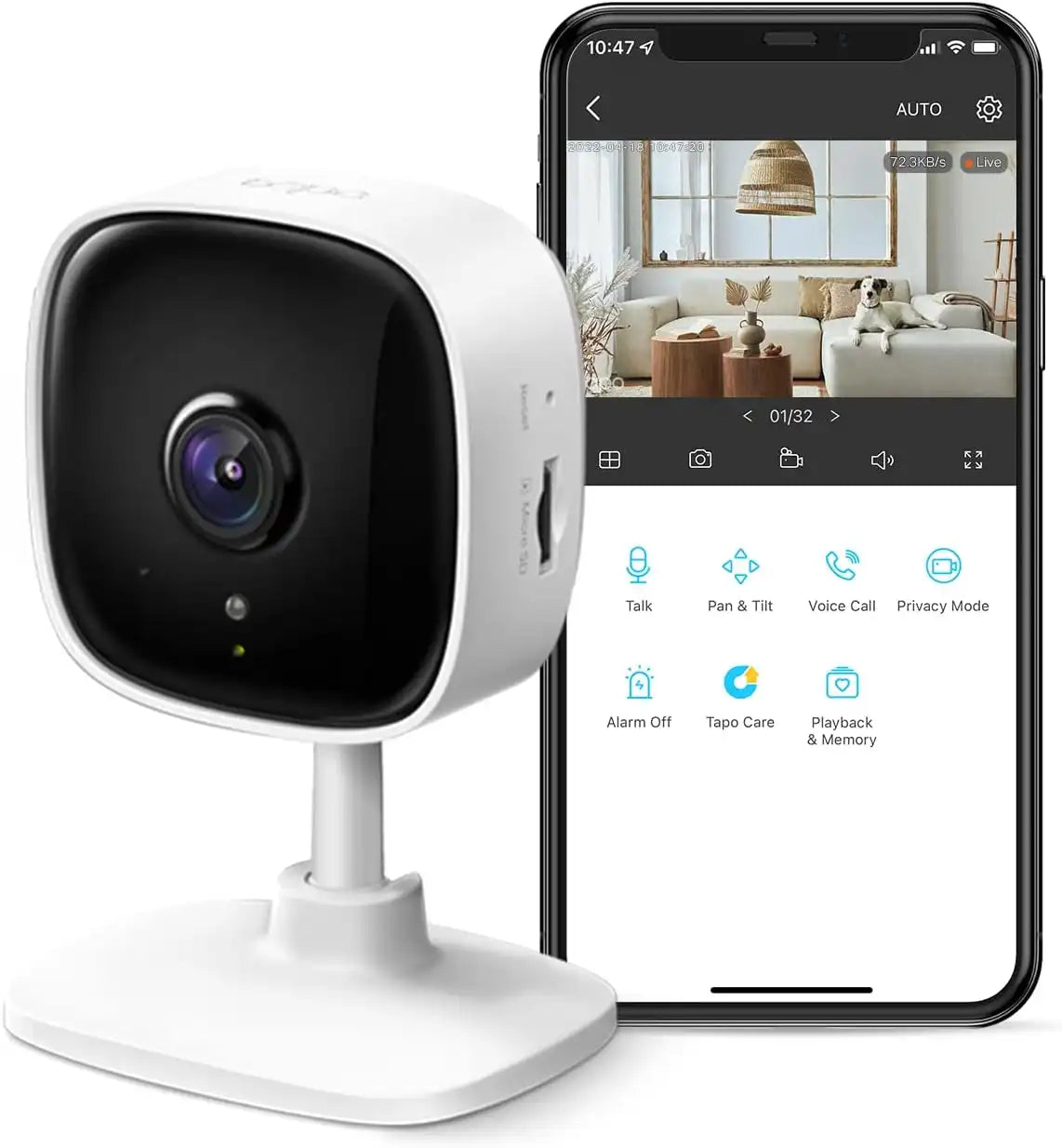 Tapo 2K Indoor Security Camera, Baby Monitor, Dog Camera, Wired, C110