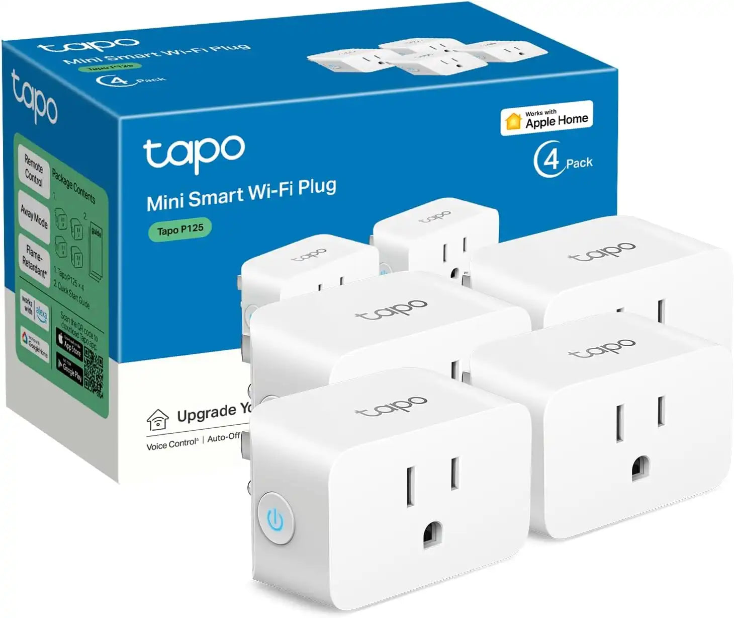 Tapo Apple HomeKit Smart Plug Mini, 15A, P125(4-Pack)
