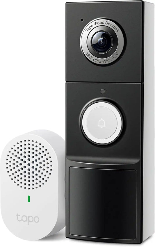 Tapo 2K+ Wired or Battery Powered Smart Video Doorbell with Chime, D225