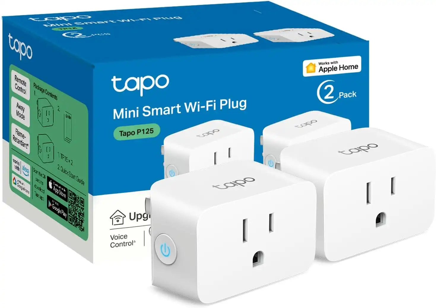 Tapo Apple HomeKit Smart Plug Mini, 15A, P125(2-Pack)