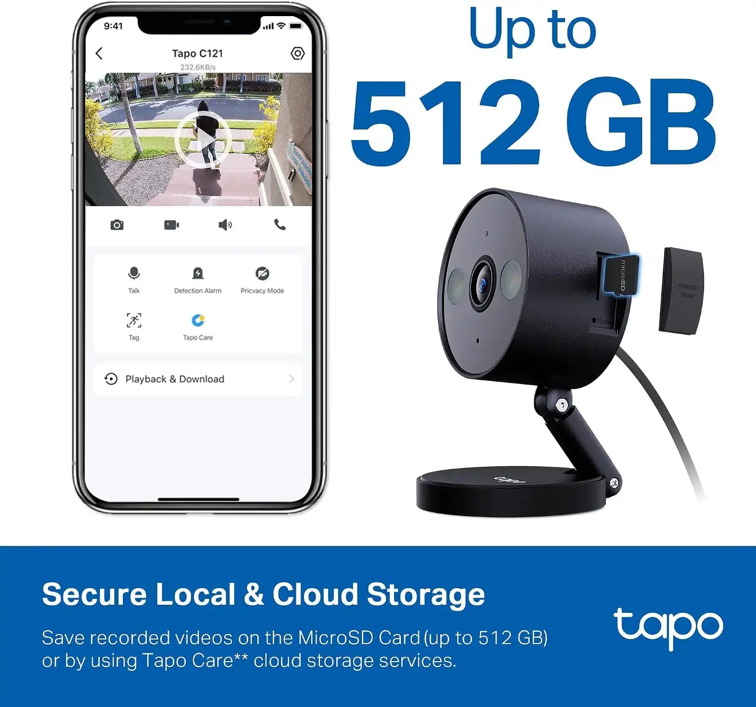 Tapo 2K+ Indoor/Outdoor Wired Security Camera, Baby Monitoring, C121
