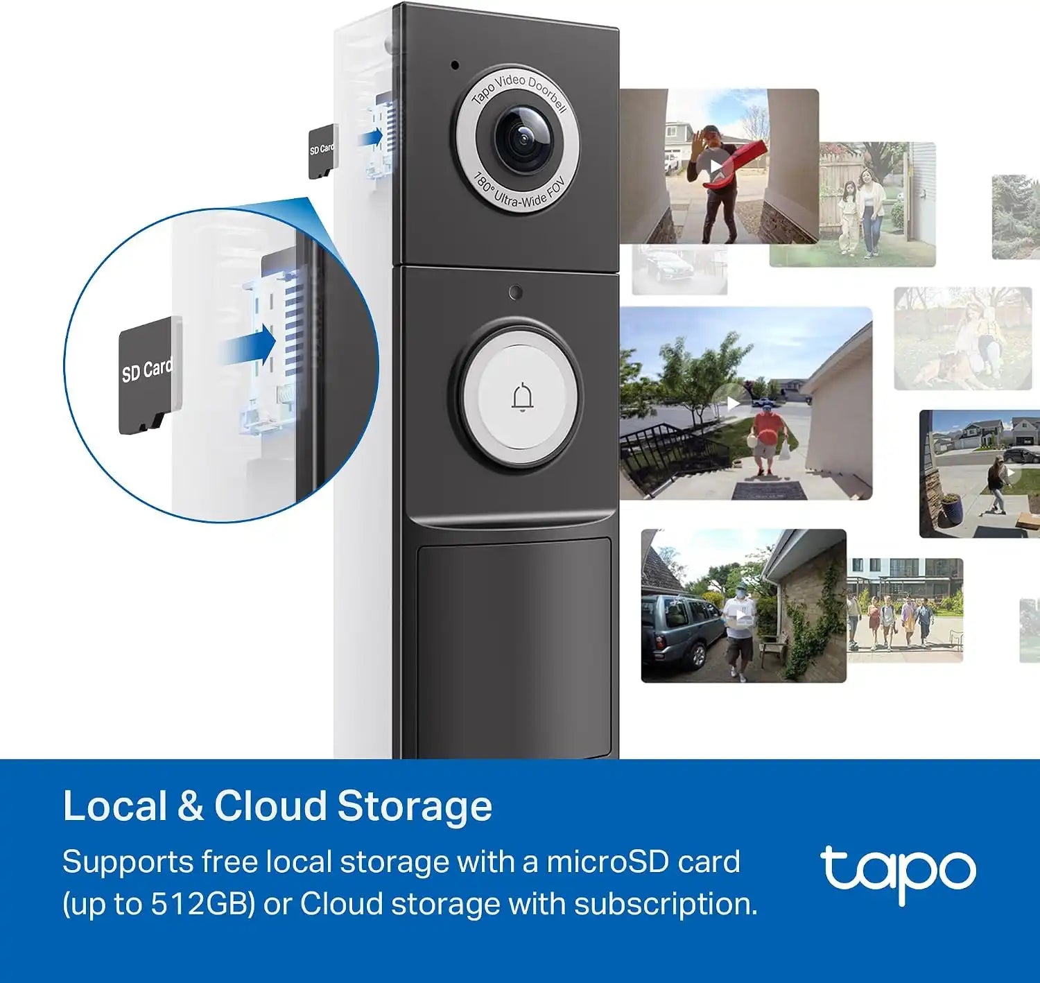 Tapo 2K+ Wired or Battery Powered Smart Video Doorbell with Chime, D225