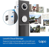 Tapo 2K+ Wired or Battery Powered Smart Video Doorbell with Chime, D225