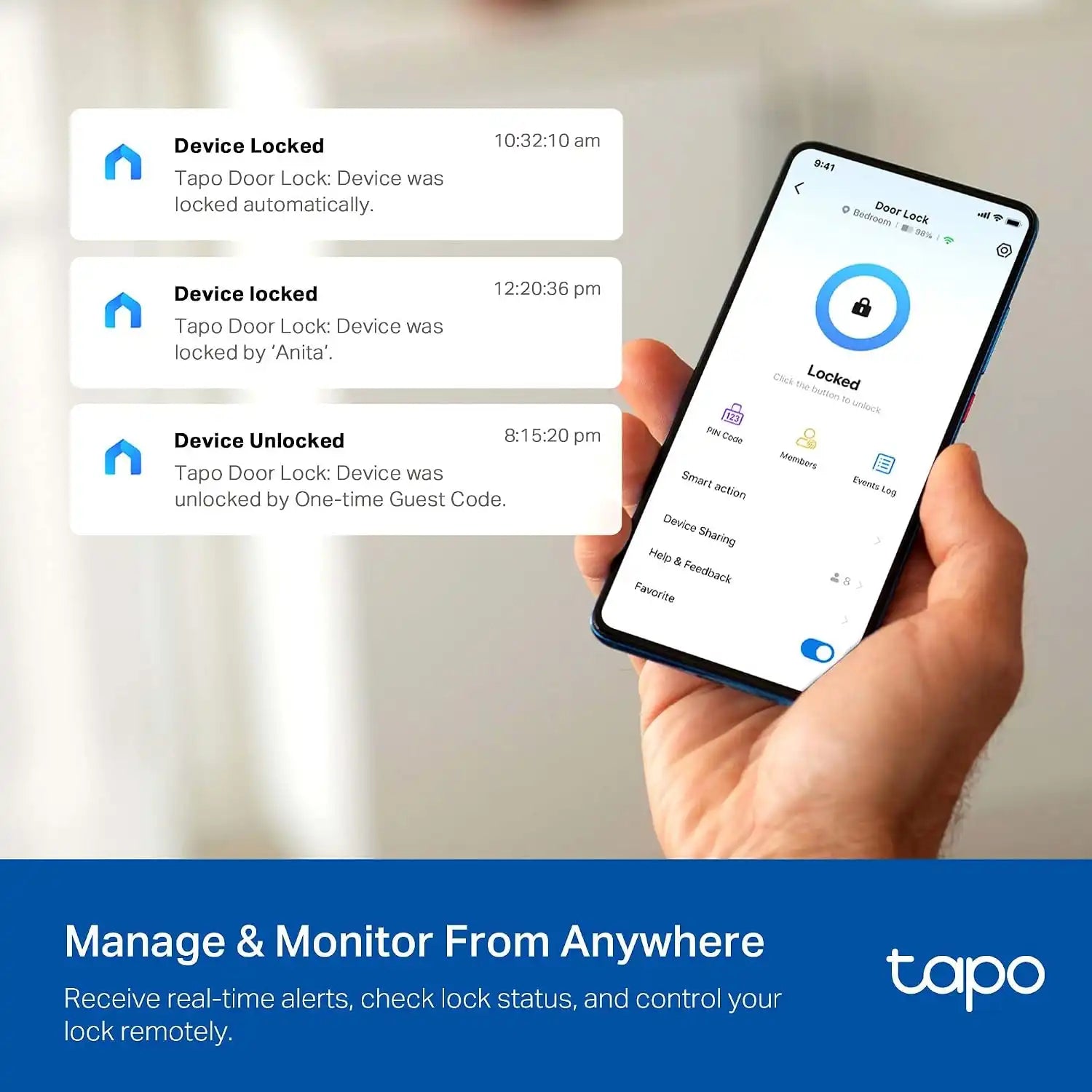 Tapo Smart Wi-Fi Deadbolt Door Lock, Fingerprint Recognition, DL105