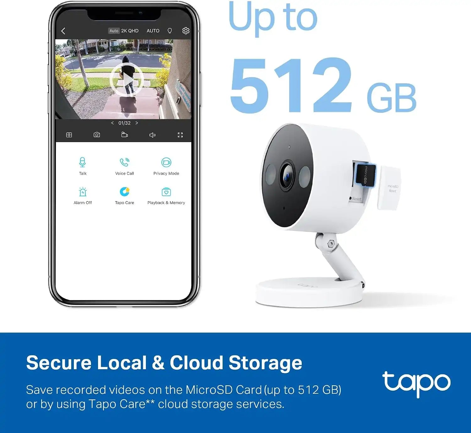 Tapo 2K+ Indoor/Outdoor Wired Security Camera, Baby Monitoring, C120
