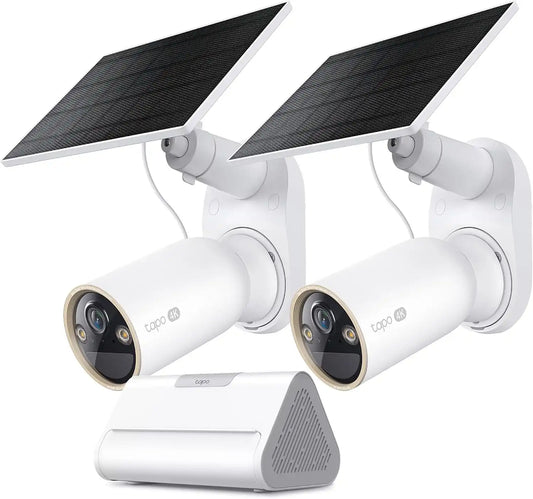 Tapo 4K Outdoor Security Camera Kit w/Solar Panel + Smart Home Hub - Wireless Battery Cameras, 24/7 Capture, Free Person/Vehicle/Pet Detection SolarCam 4K (2-Pack) H500