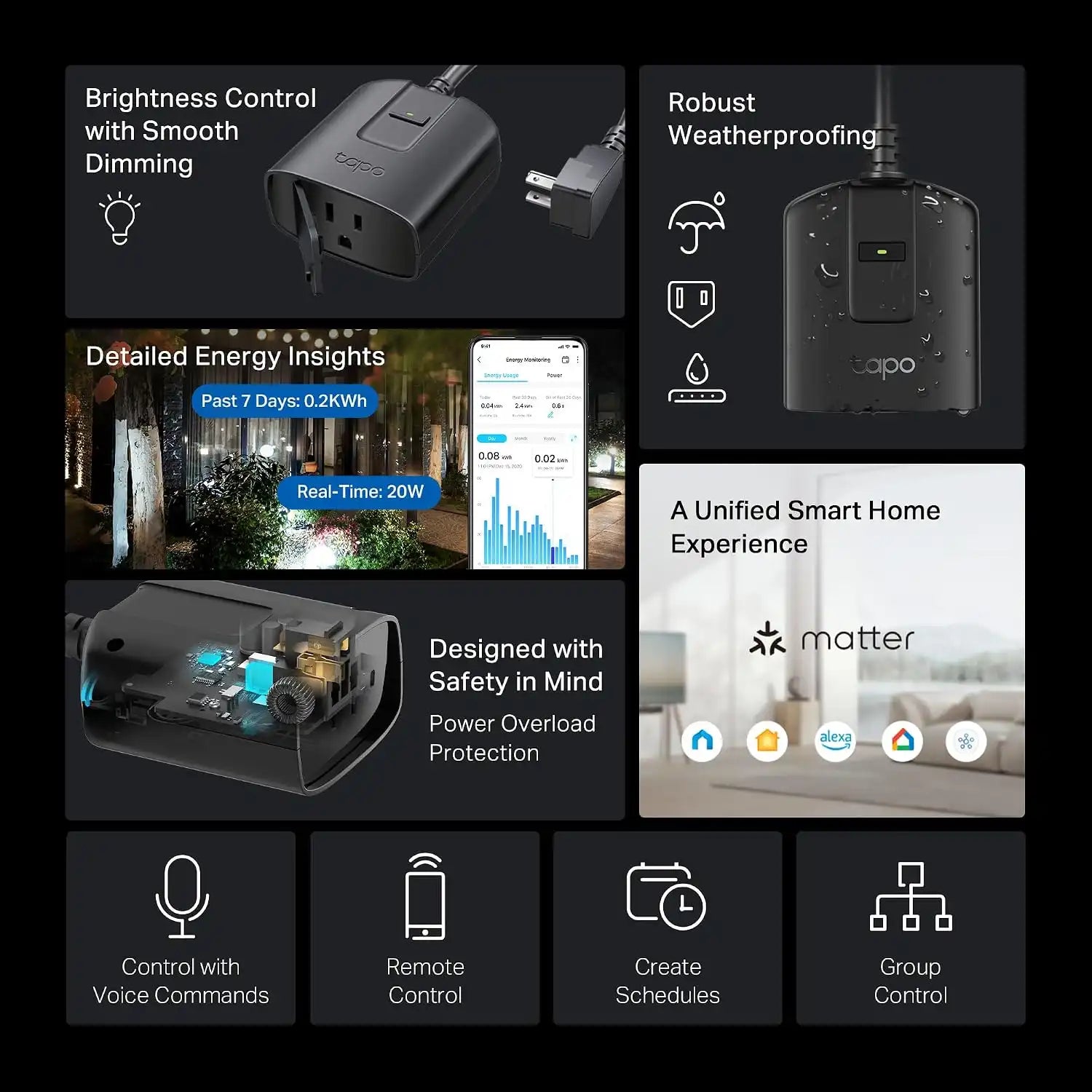 Tapo Outdoor Smart Dimmer Plug for Outdoor Lights, Matter, P430M