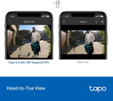Tapo 2K Wired Smart Video Doorbell w/Chime, D130, 180° Ultra-Wide FOV