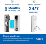 Tapo 2K+ Wired or Battery Powered Smart Video Doorbell with Chime, D225