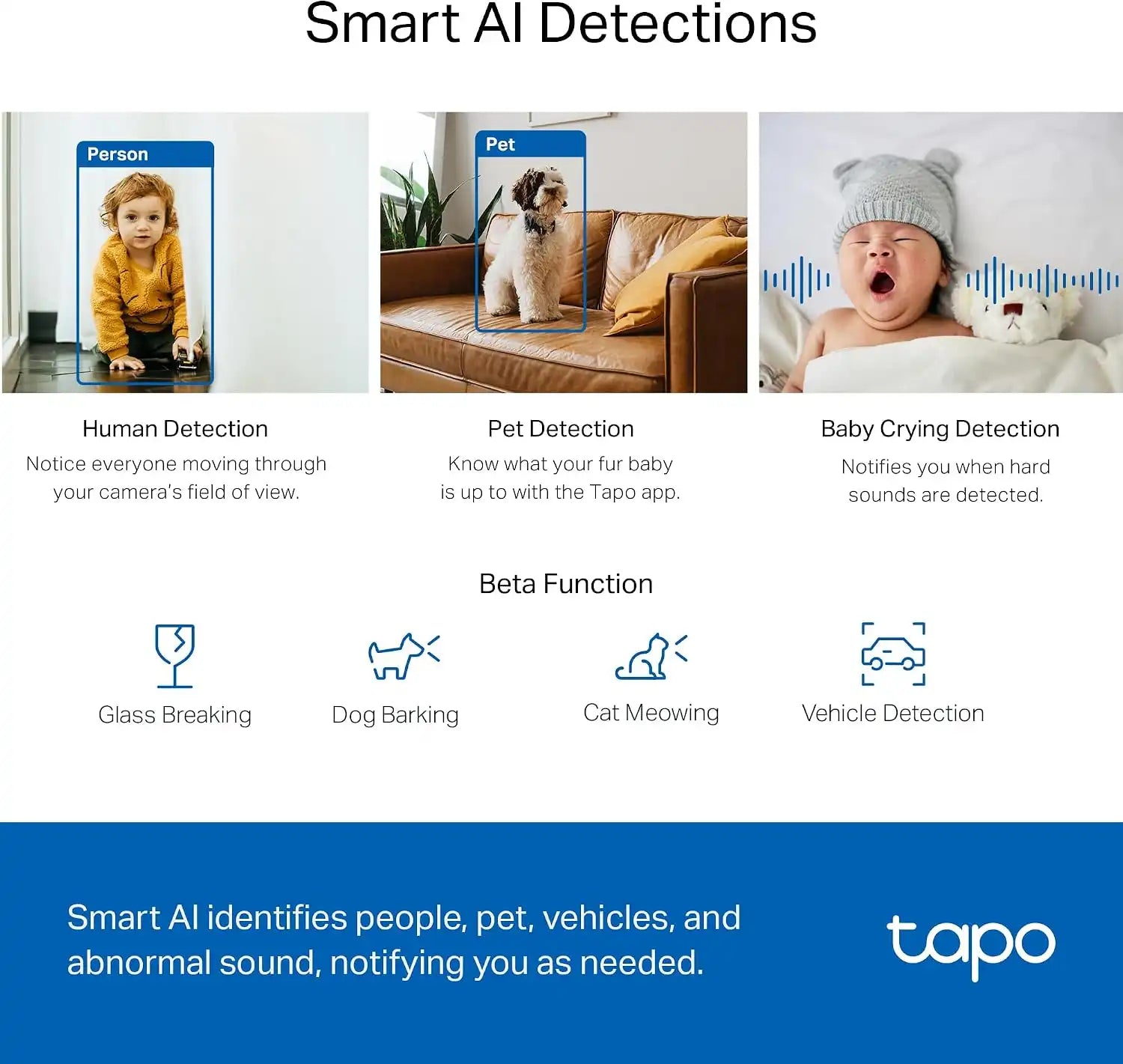 Tapo 2K+ Pan/Tilt Security Camera for Pet Camera, Baby Monitor, C220