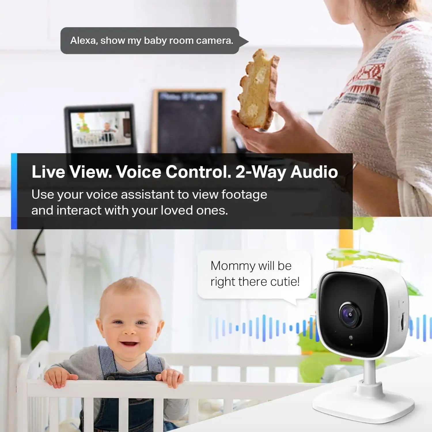 Tapo 2K Indoor Security Camera, Baby Monitor, Dog Camera, Wired, C110P2