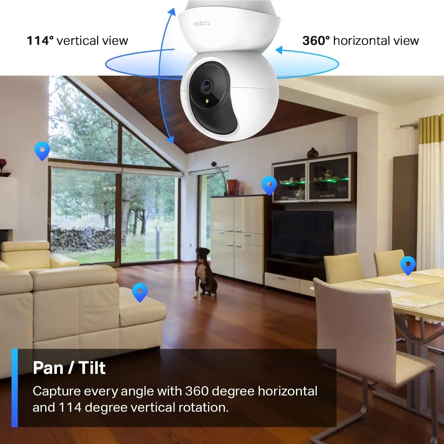 Tapo 2K Pan Tilt Security Camera for Baby Monitor, Dog Camera, C210