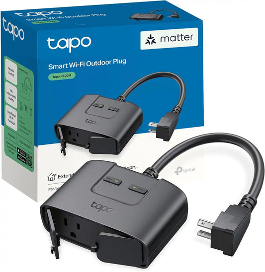 Tapo Matter Outdoor Smart Plug, 2 Individual Outlets, P400M