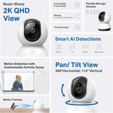 Tapo 2K+ Pan/Tilt Security Camera for Pet Camera, Baby Monitor, C220