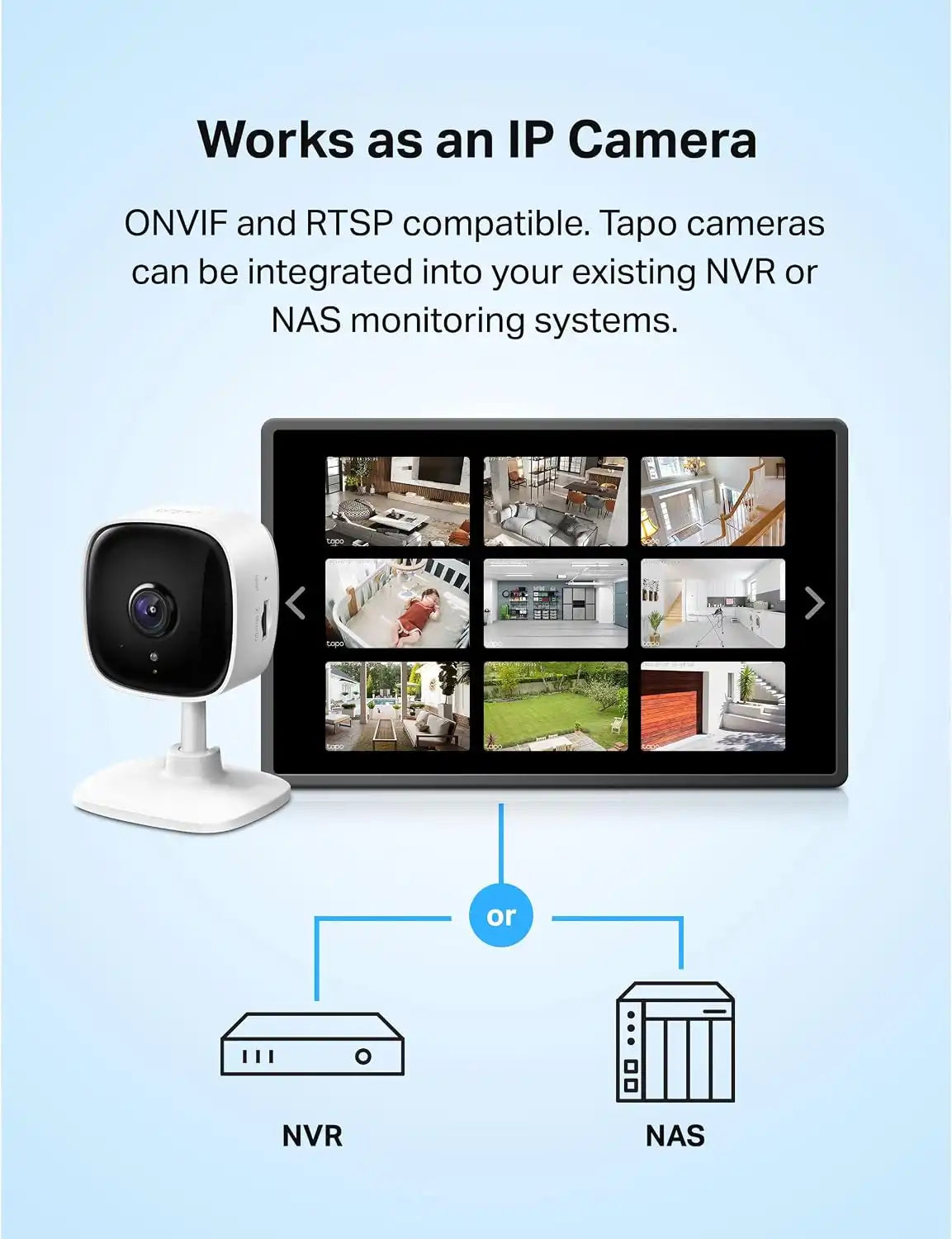 Tapo 1080P Indoor Security Camera, Baby Monitor, Dog Camera, Wired, C100