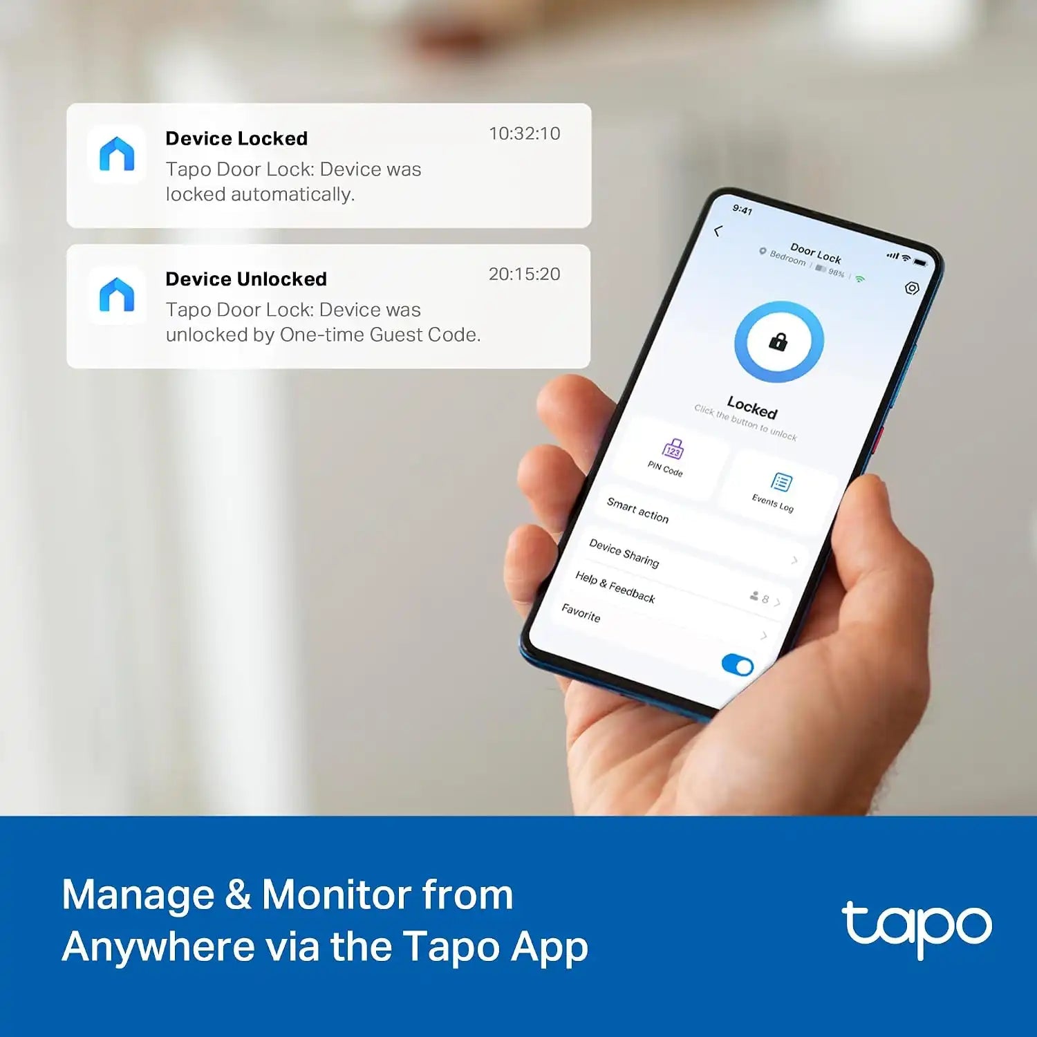 Tapo Smart Wi-Fi Deadbolt Door Lock, Keyless Tactile Buttons, DL100
