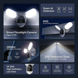 Tapo 2K+ Outdoor Wired Floodlight Security Camera, C720, 2800LM