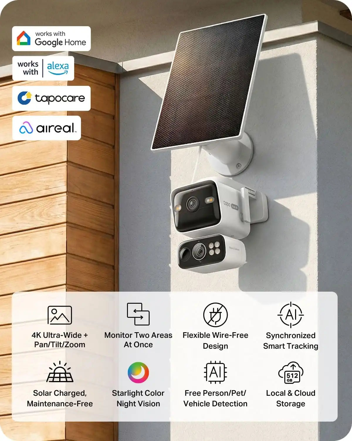 Tapo 4K Dual Lens Pan/Tilt Security Camera Wireless Outdoor, C675D KIT