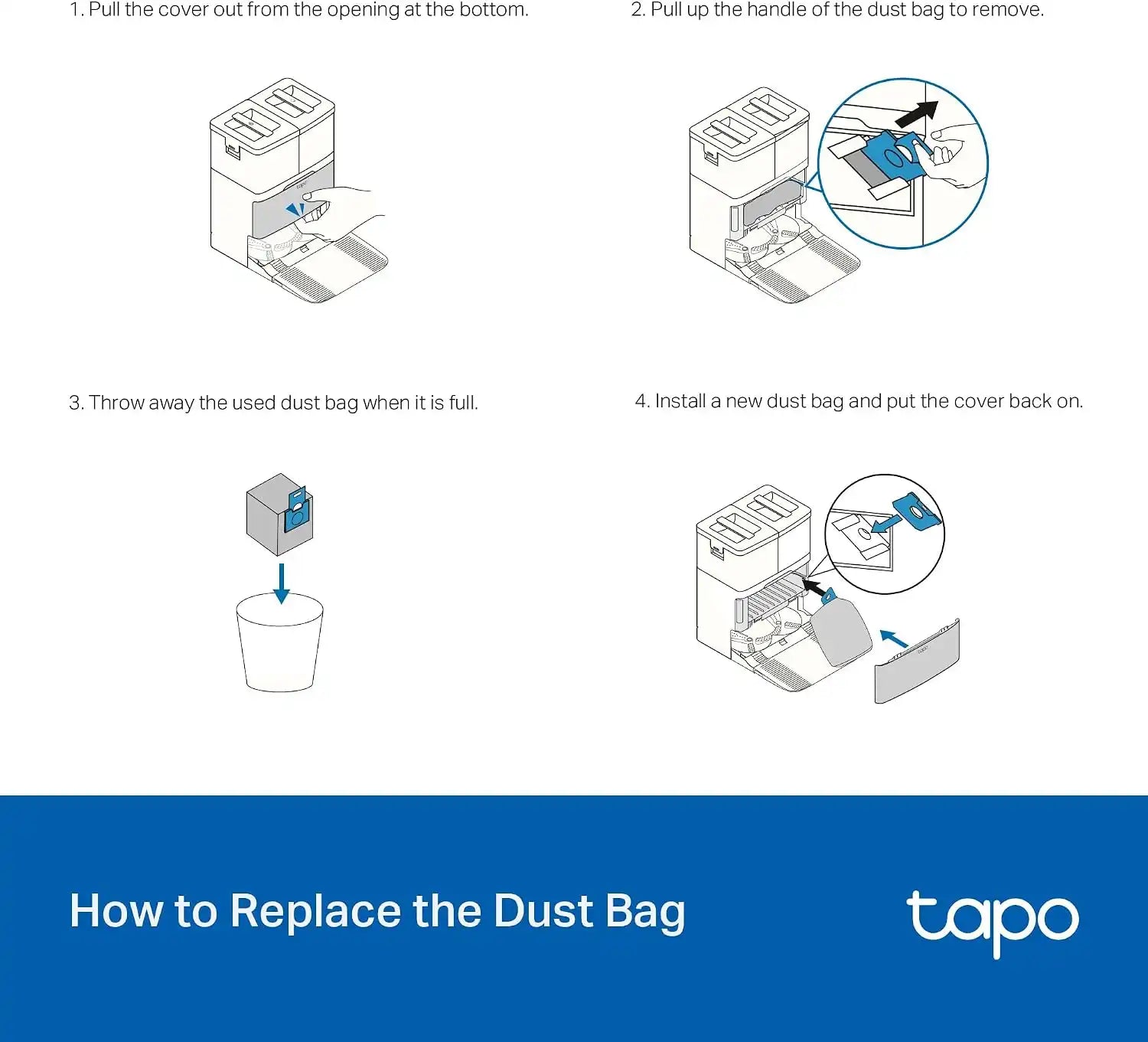 Tapo Dust Bag Replacement RVA210, Compatible with RV50 Pro Omni