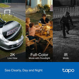 Tapo 2K Outdoor Pan/Tilt Wired Floodlight Security Camera, C710, 1500LM